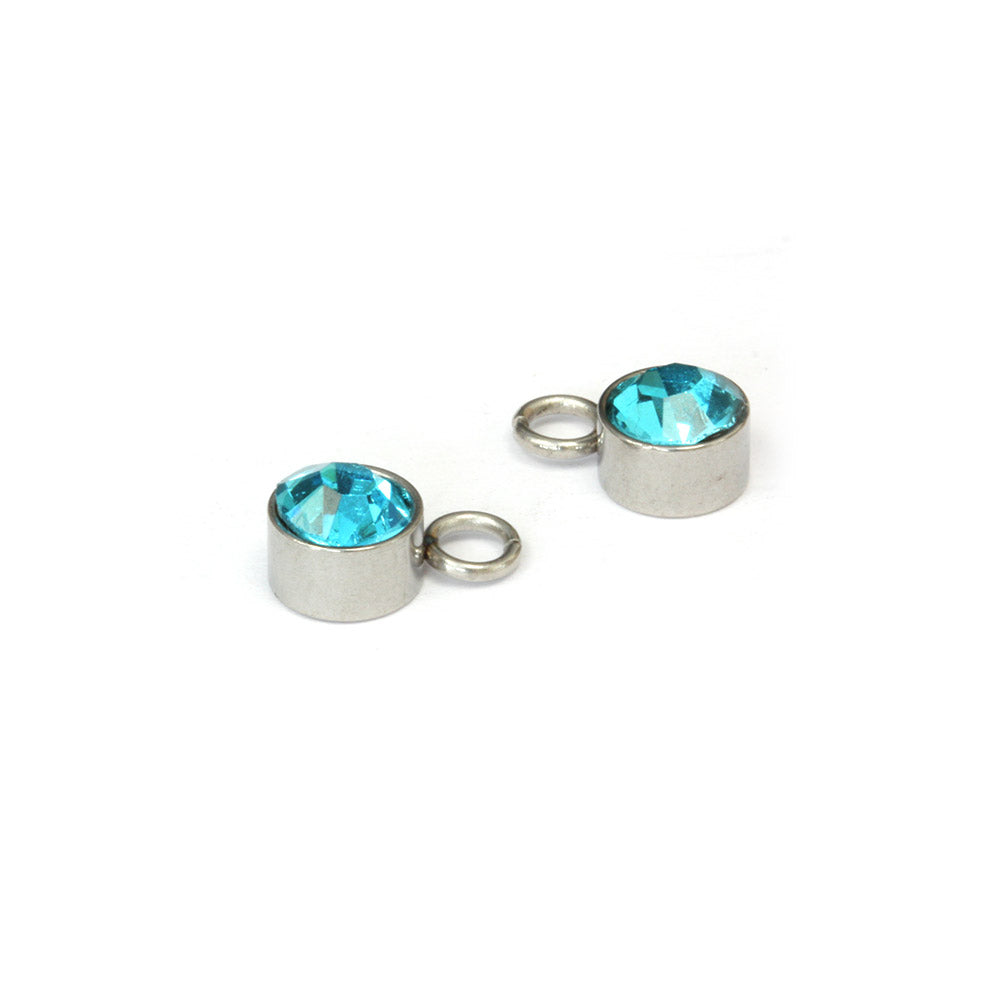 Tiny Glass Pendant Turquoise 6x9mm - Pack of 2