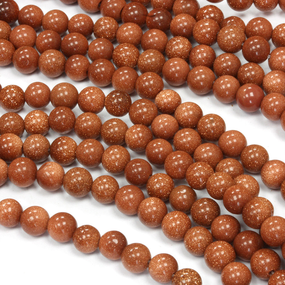 Goldstone 6mm Round - 40cm Strand