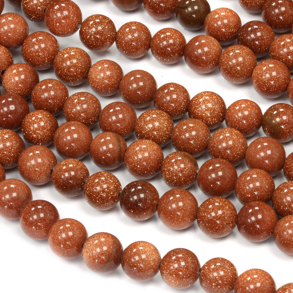 Goldstone 8mm Round - 40cm Strand