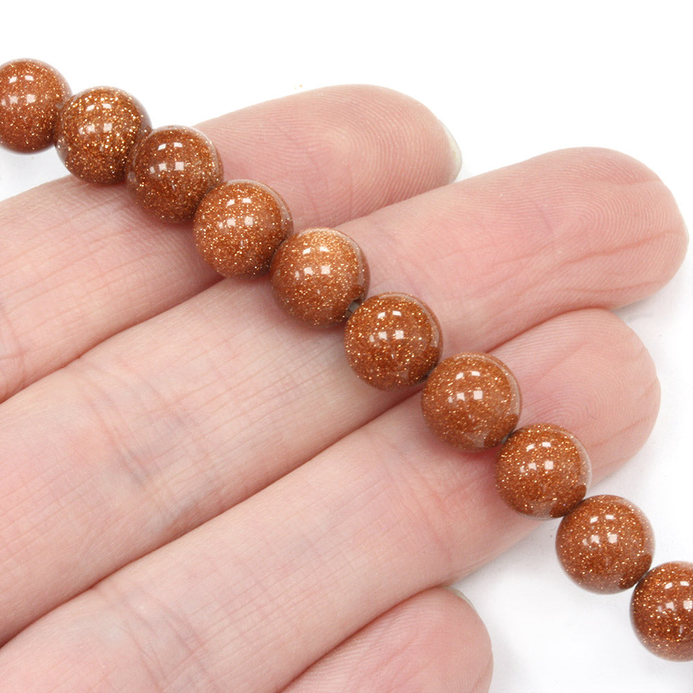 Goldstone 8mm Round - 40cm Strand