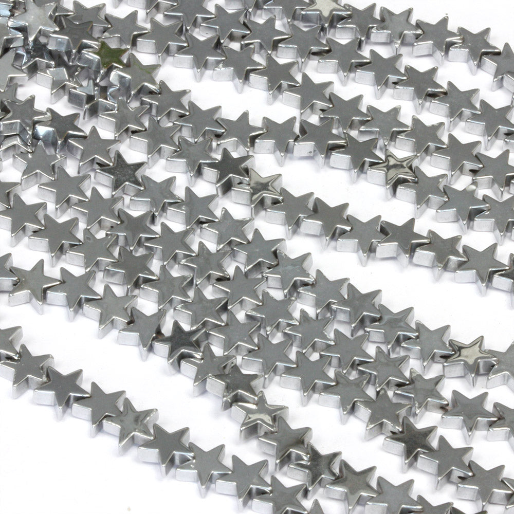 Hematite Stars Silver 6mm - 35cm Strand