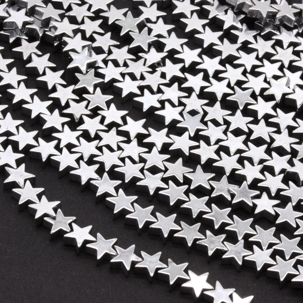 Hematite Stars Silver 6mm - 35cm Strand