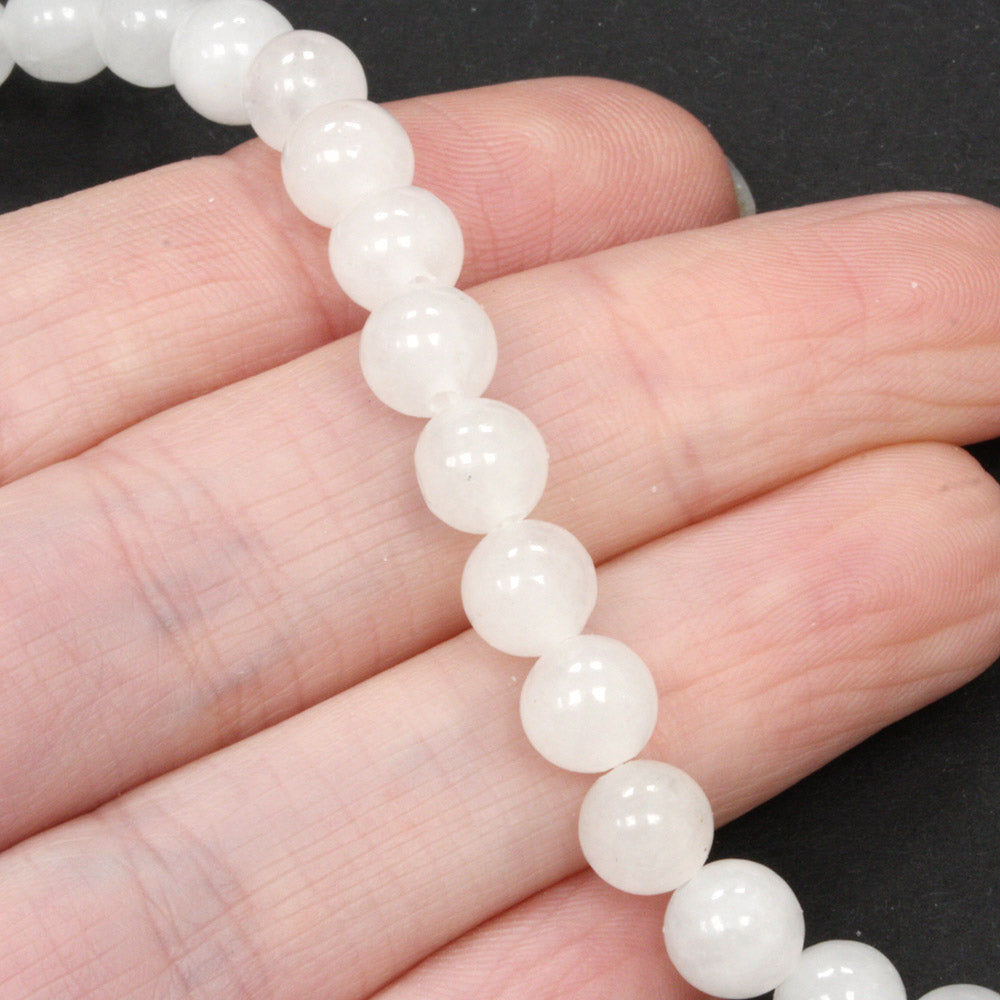 Jade 6mm Round White - 40cm Strand