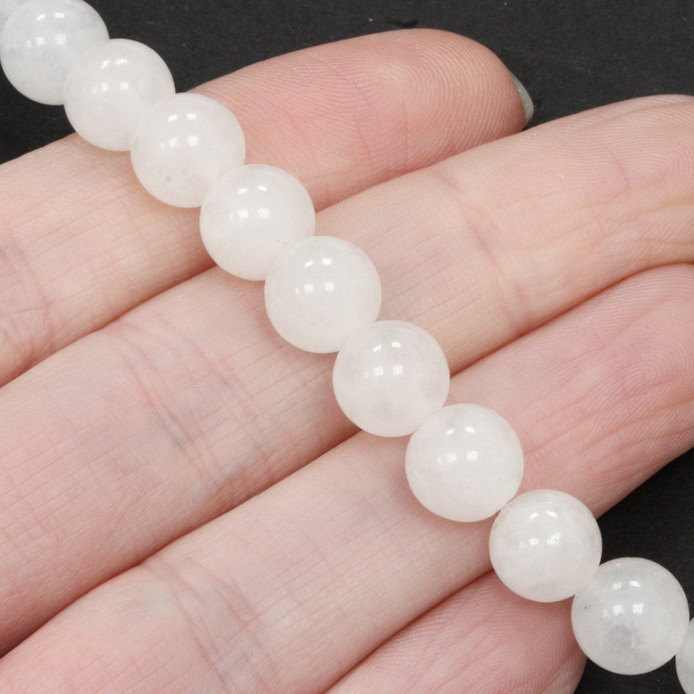 Jade 8mm Round White - 40cm Strand