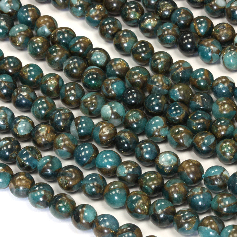 Mosaic Quartz 6mm Round Teal - 40cm Strand