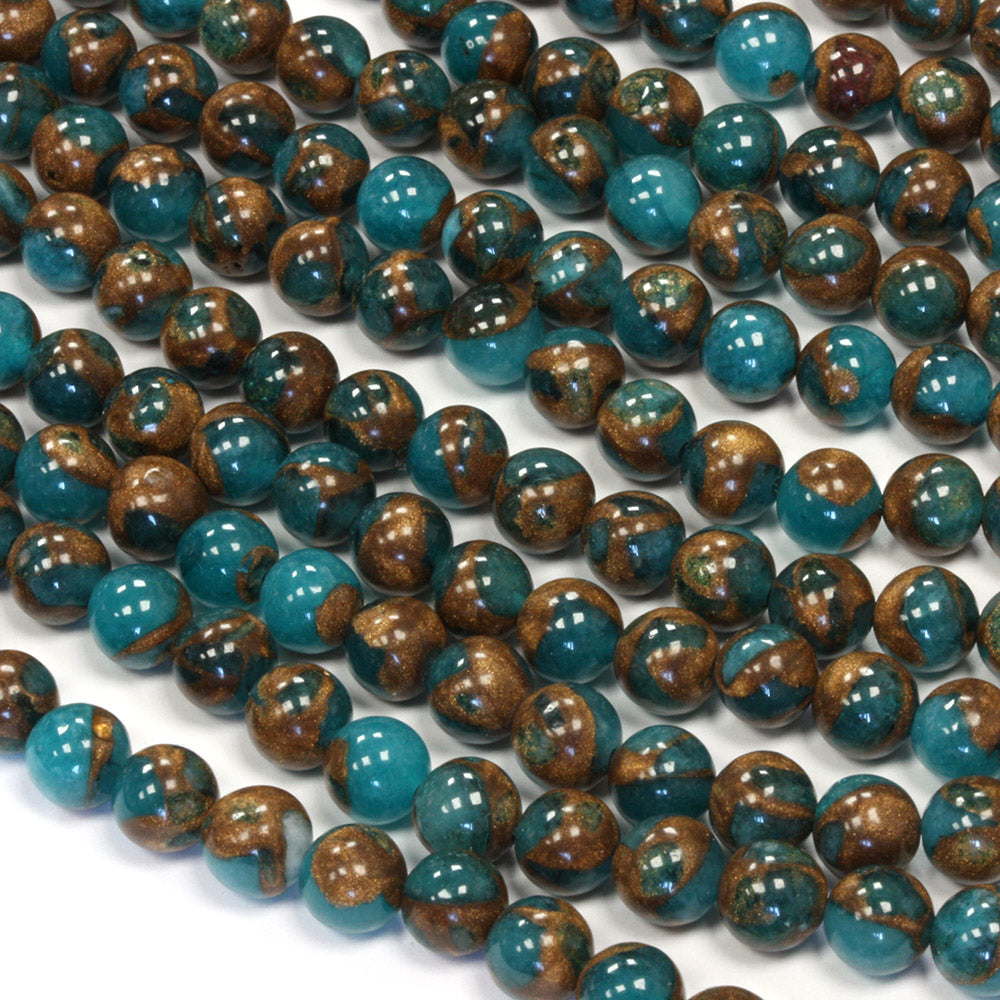 Mosaic Quartz 6mm Round Turquoise - 40cm Strand