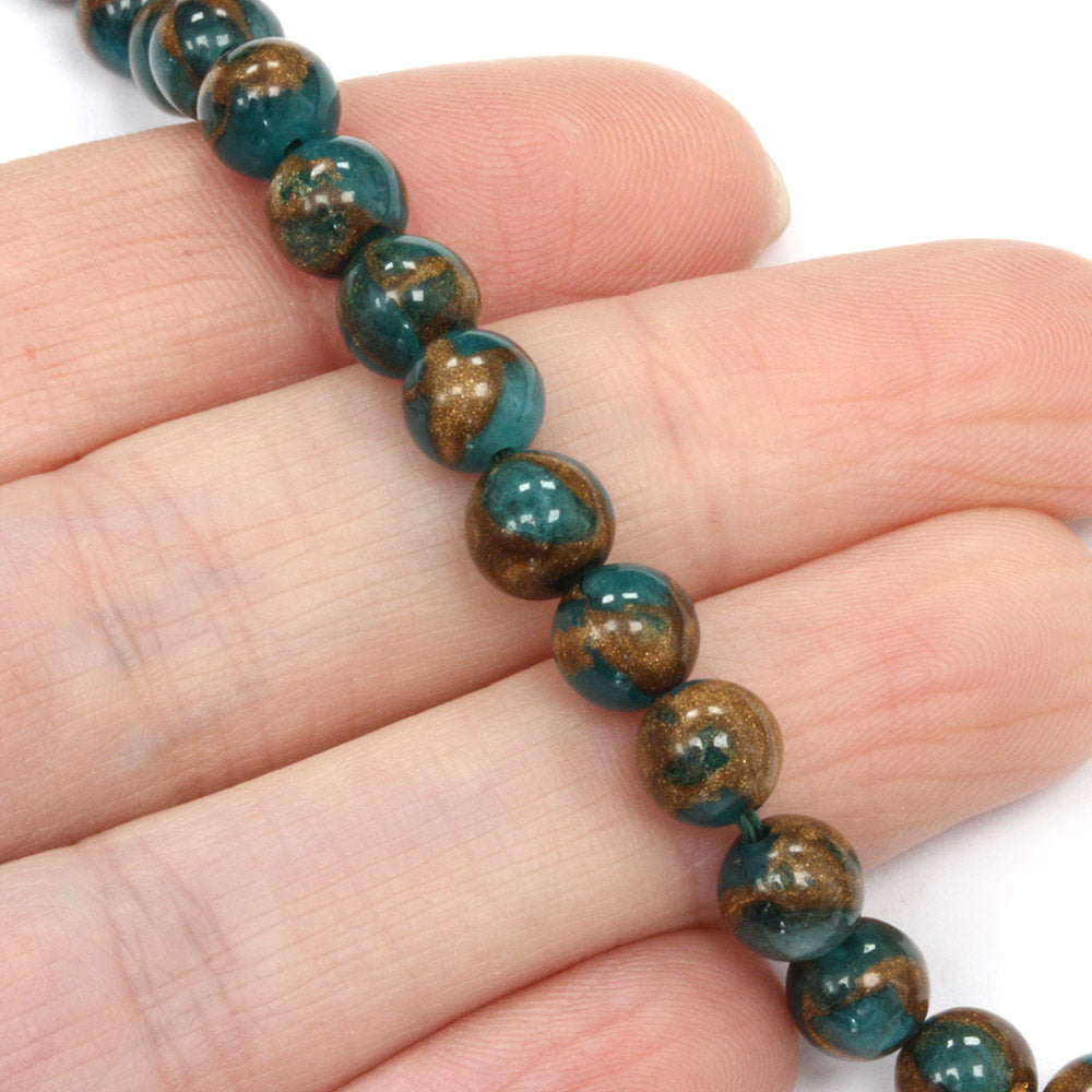 Mosaic Quartz 6mm Round Turquoise - 40cm Strand