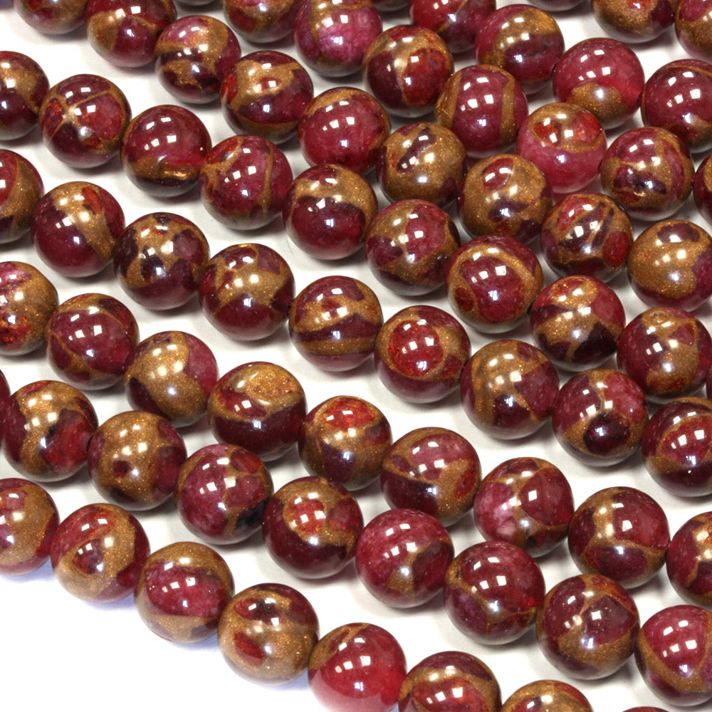 Mosaic Quartz 8mm Round Red - 40cm Strand