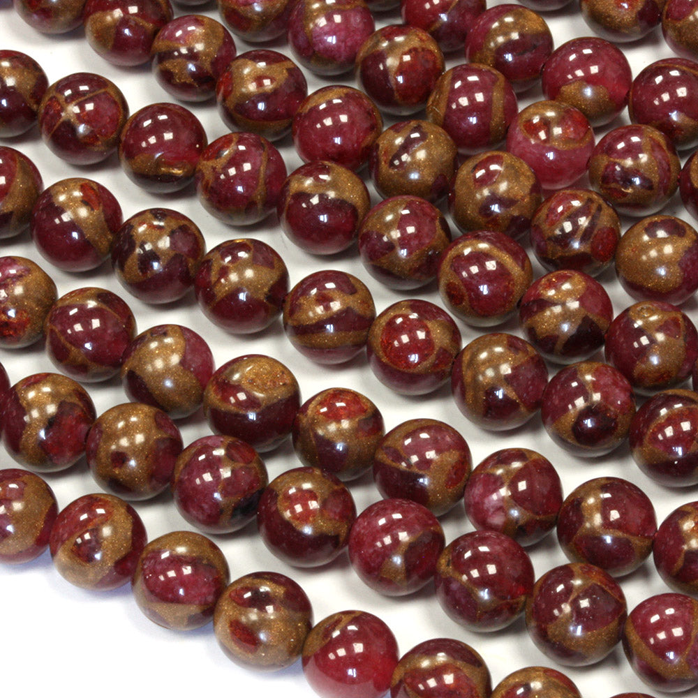 Mosaic Quartz 8mm Round Red - 40cm Strand