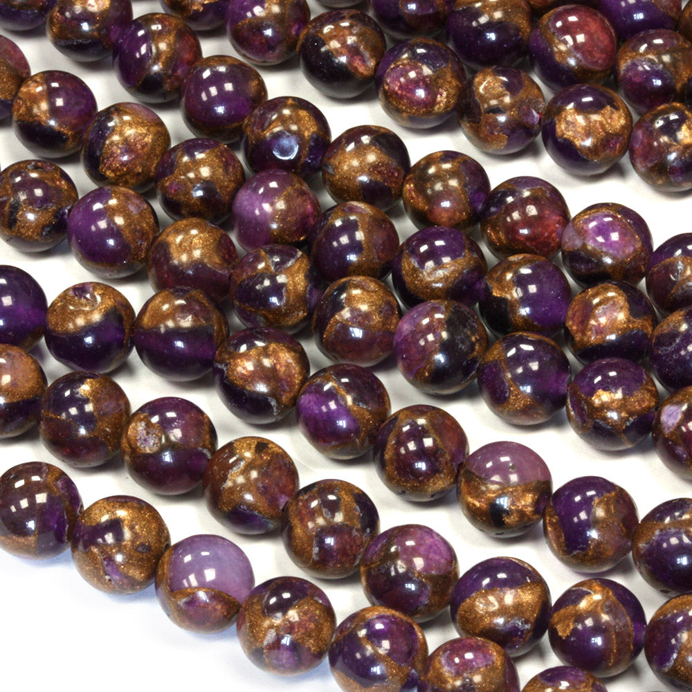 Mosaic Quartz 8mm Round Purple - 40cm Strand