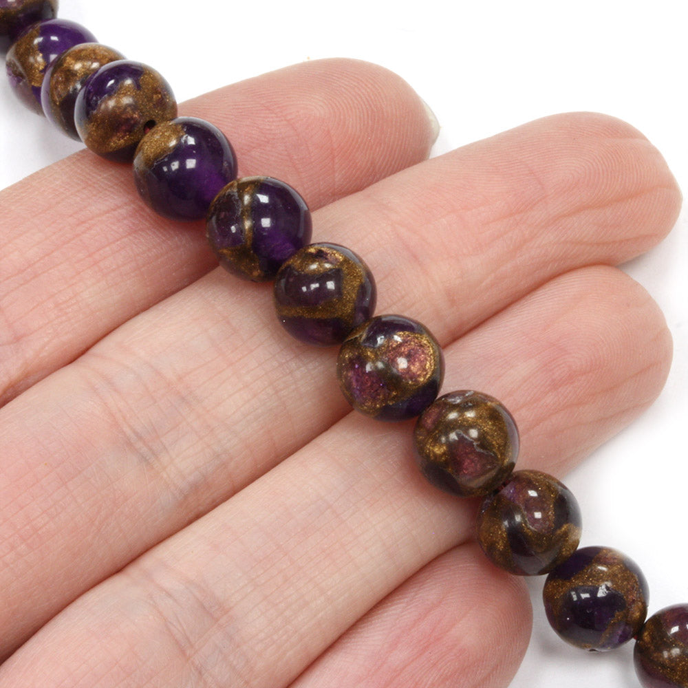 Mosaic Quartz 8mm Round Purple - 40cm Strand