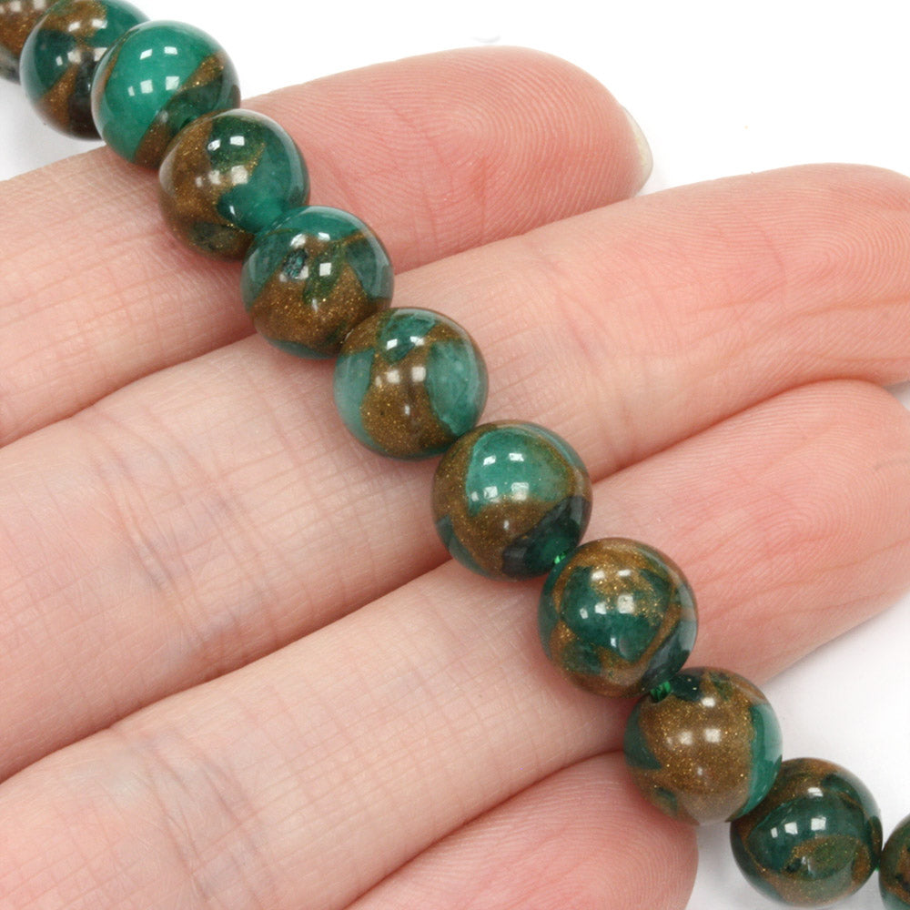 Mosaic Quartz 8mm Round Green - 40cm Strand