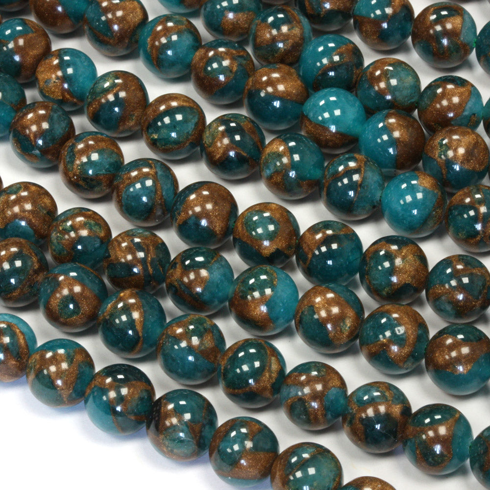 Mosaic Quartz 8mm Round Turquoise - 40cm Strand