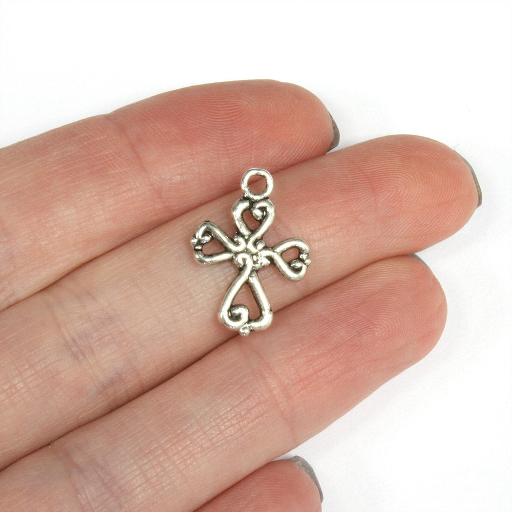 Swirl Cross Pendant Antique Silver 14x19.5mm - Pack of 45