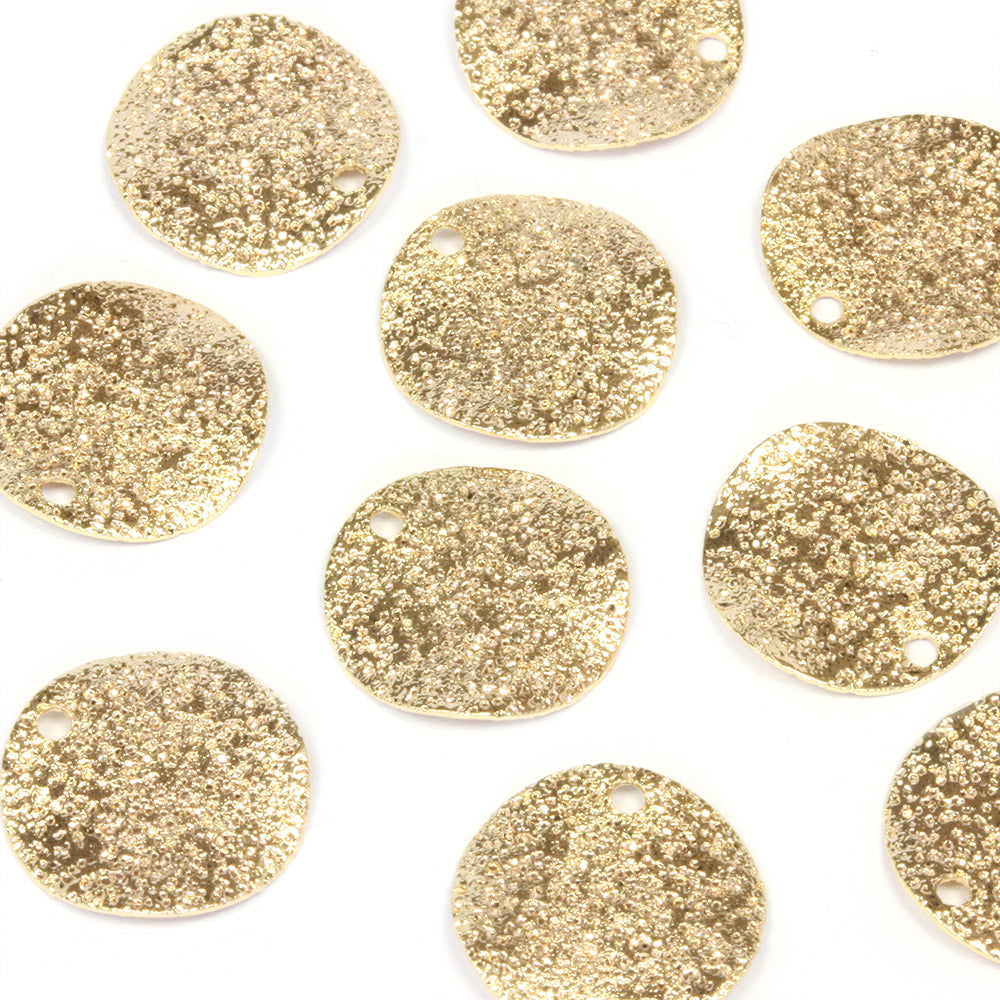 Textured Disc 12mm Gold Plated - Pack of 10