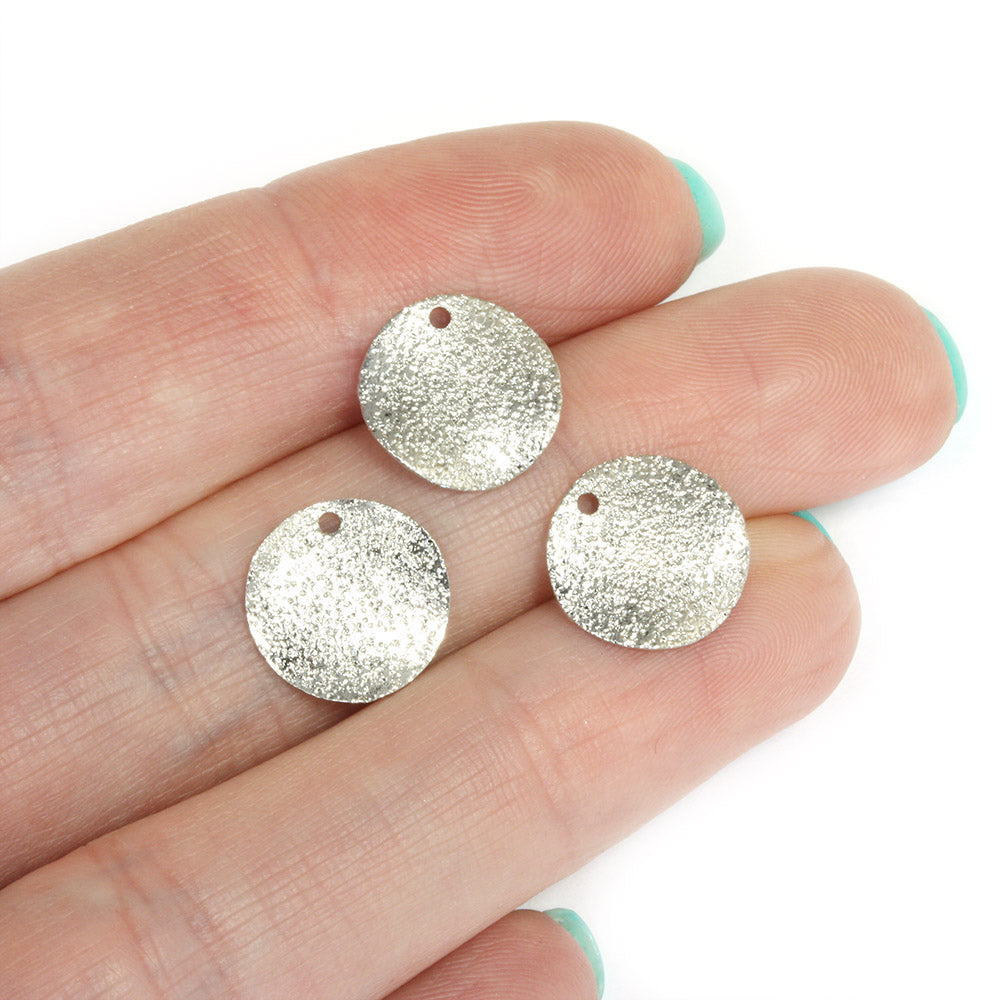 Textured Disc 12mm Silver Plated - Pack of 10