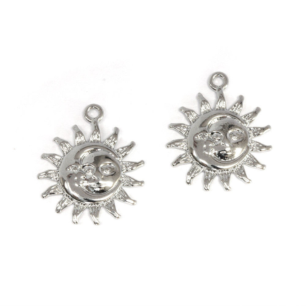 Sun and Moon 17mm Antique Silver - Pack of 2