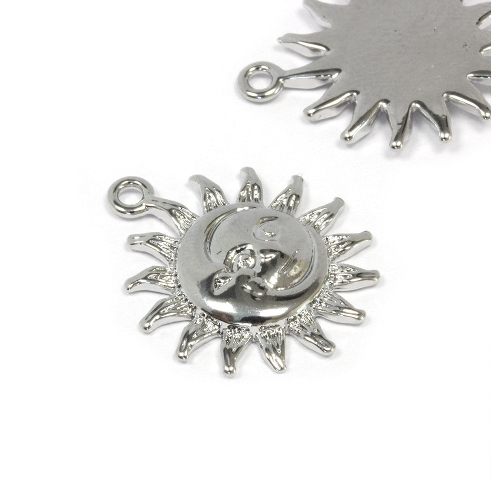 Sun and Moon 17mm Antique Silver - Pack of 2