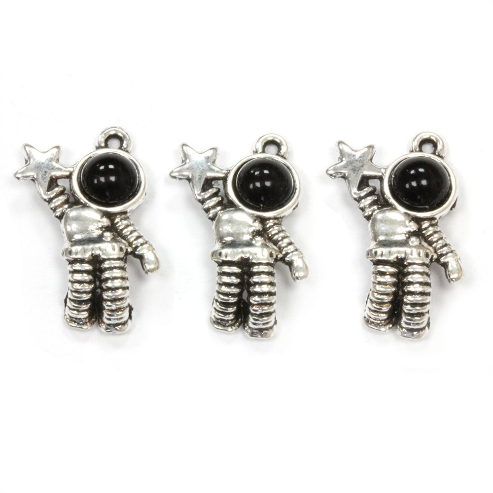 Spaceman Charm 21x15mm Antique Silver - Pack of 10