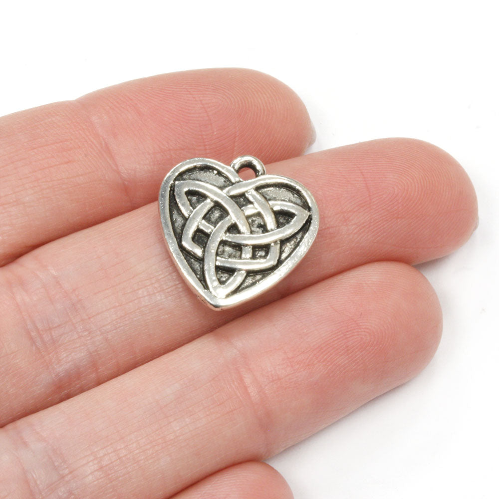 Celtic Heart 18mm Antique Silver - Pack of 20