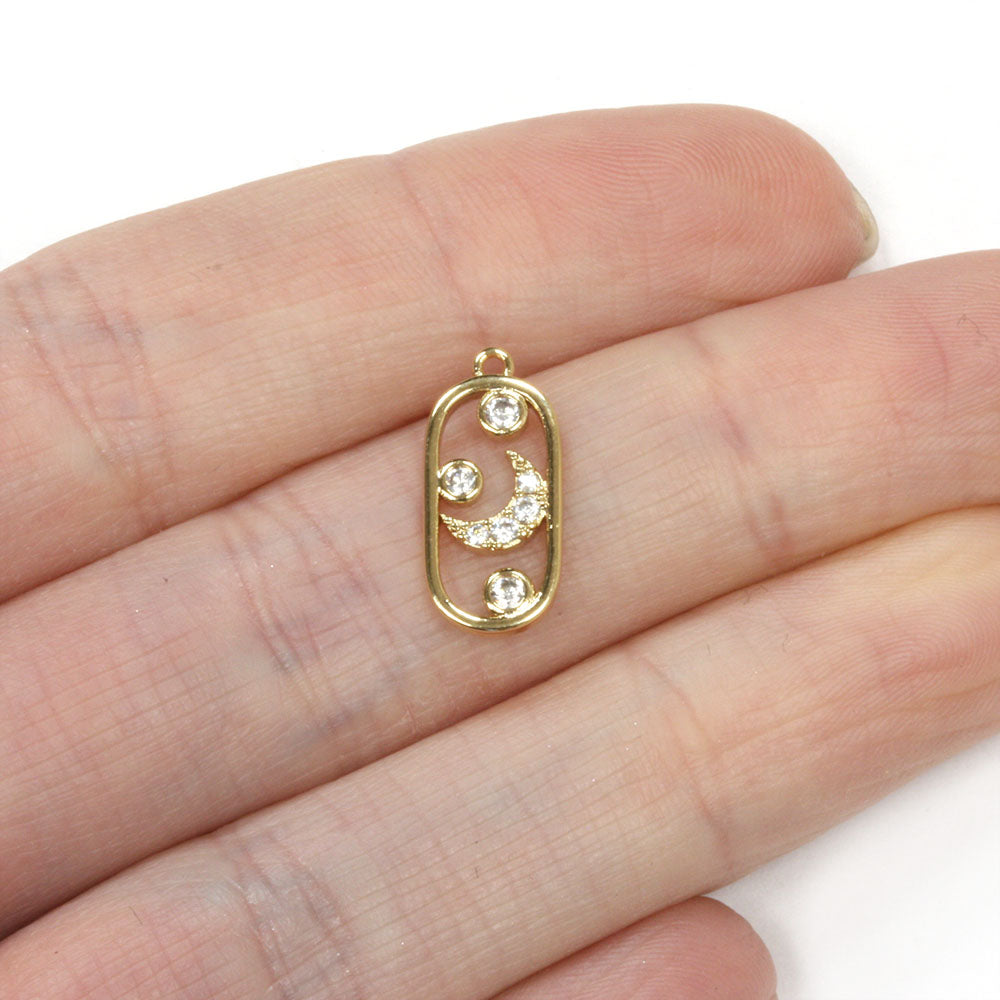 Moon Oval Pendant Gold Plated 16x7.5mm - Pack of 1