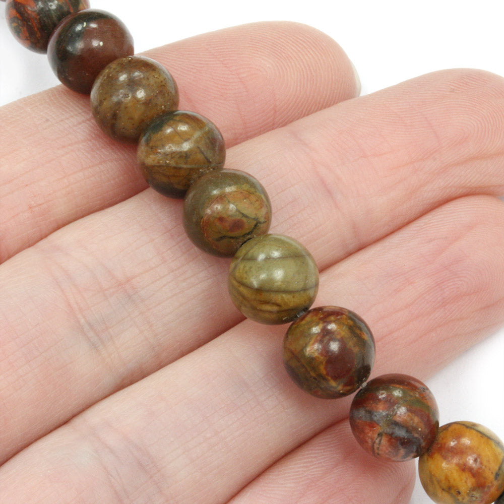 Picasso Jasper 8mm Rounds - 40cm Strand