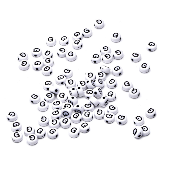 Letter Bead G Black Plastic Round 6mm-Pack of 100