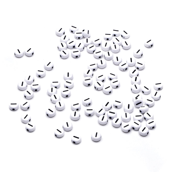 Letter Bead I Black Plastic Round 6mm-Pack of 100