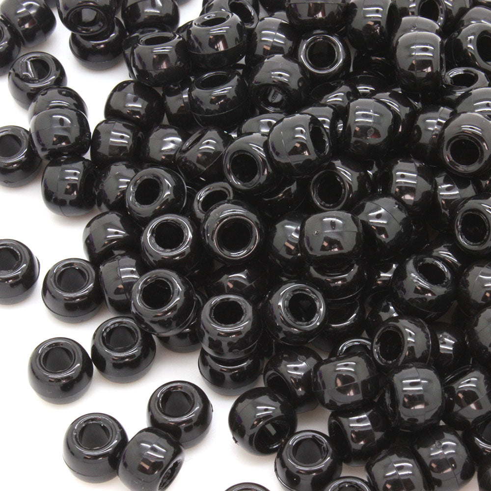 kids plastic black coloured  pony beads with large holes