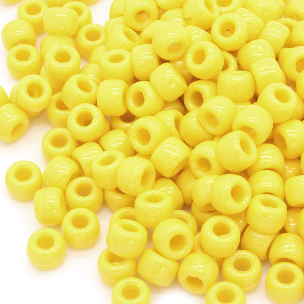 kids plastic yellow coloured  pony beads with large holes