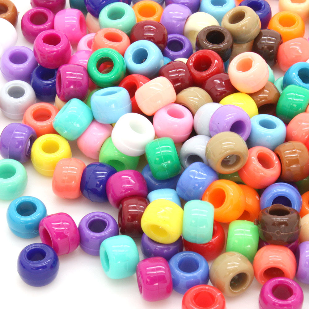 kids plastic rainbow  coloured  pony beads with large holes