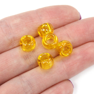 kids plastic transparent yellow coloured  pony beads with large holes