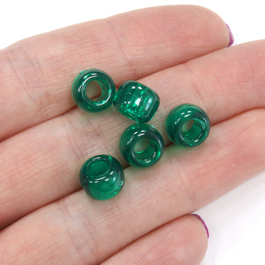 kids plastic transparent green coloured  pony beads with large holes