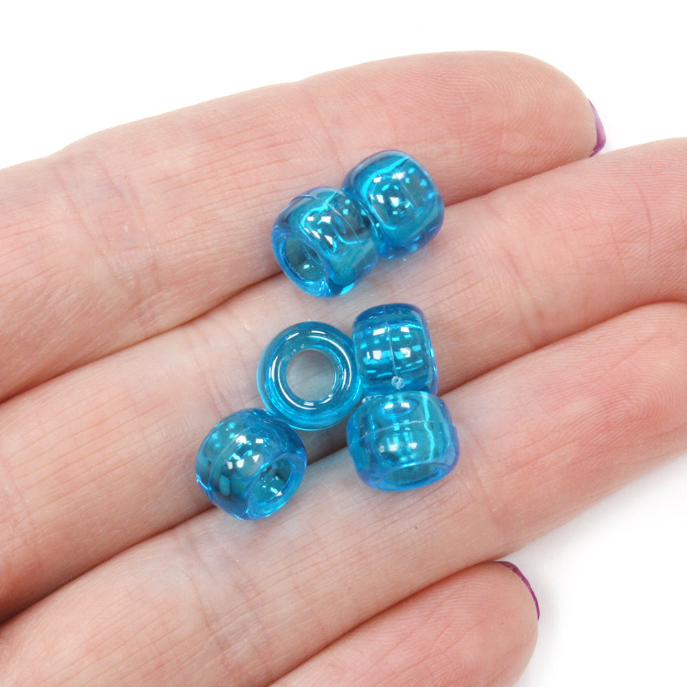 kids plastic transparent turquoise coloured  pony beads with large holes