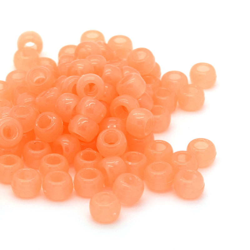 Glow In The Dark Orange Plastic Barrel Pony 6x8mm-Pack of 500