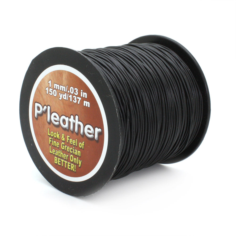 P'leather 1mm Black Cord - Reel of 137 metres