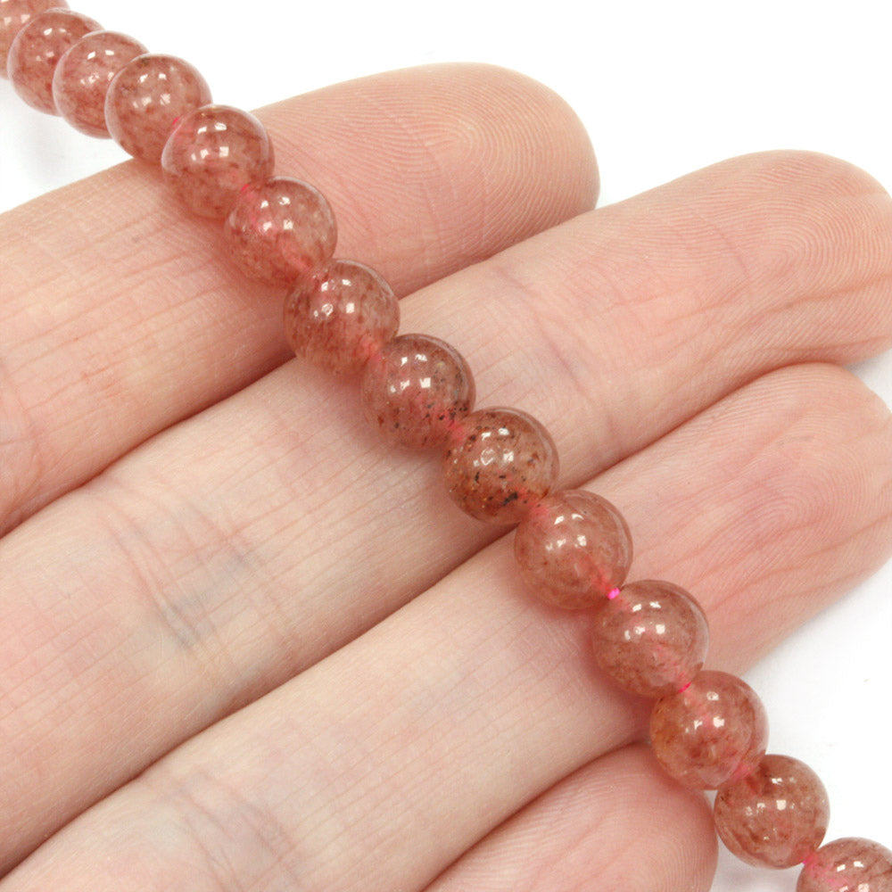 Strawberry Quartz 6mm Rounds - 35cm Strand