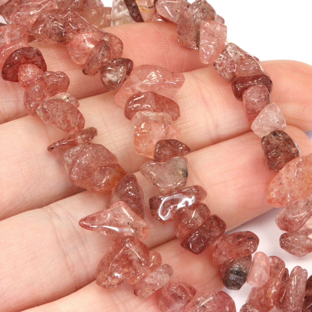 Strawberry Quartz Chips - 80cm Strand