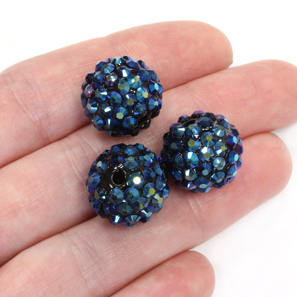 Resin Shamballa 14x16mm Black AB - Pack of 10