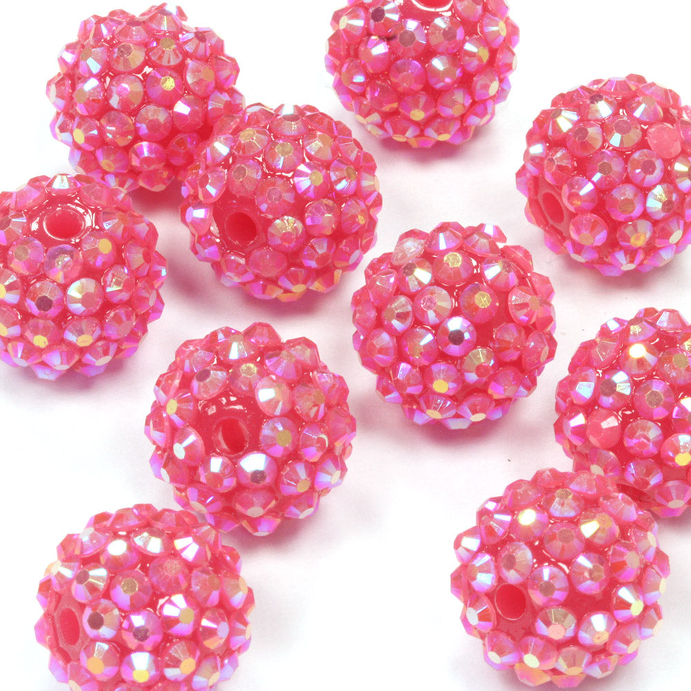 Resin Shamballa 14x16mm Hot Pink AB - Pack of 10