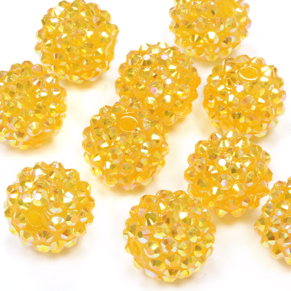 Resin Shamballa 14x16mm Yellow AB - Pack of 10