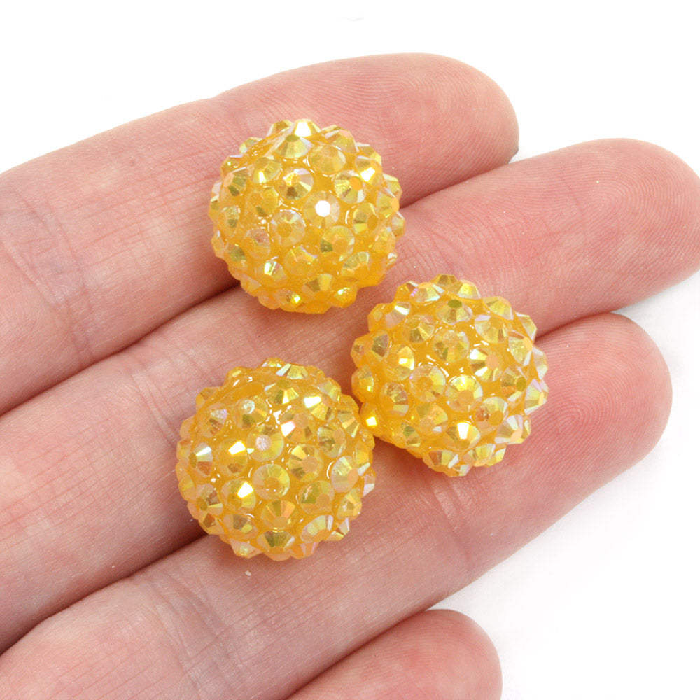 Resin Shamballa 14x16mm Yellow AB - Pack of 10