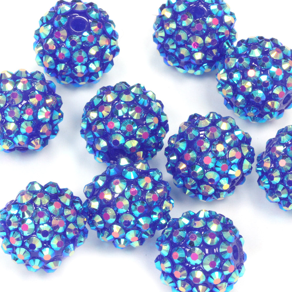 Resin Shamballa 14x16mm Blue AB - Pack of 10