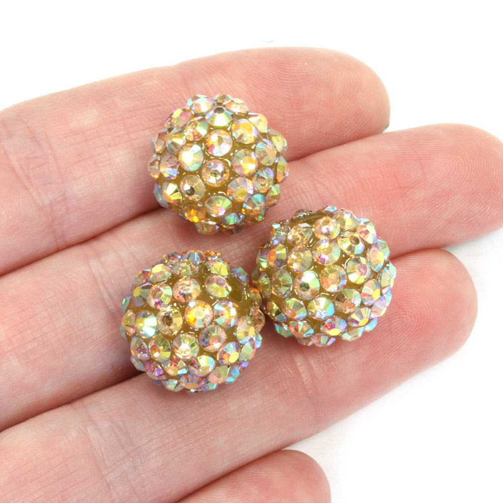 Resin Shamballa 14x16mm Gold AB - Pack of 10