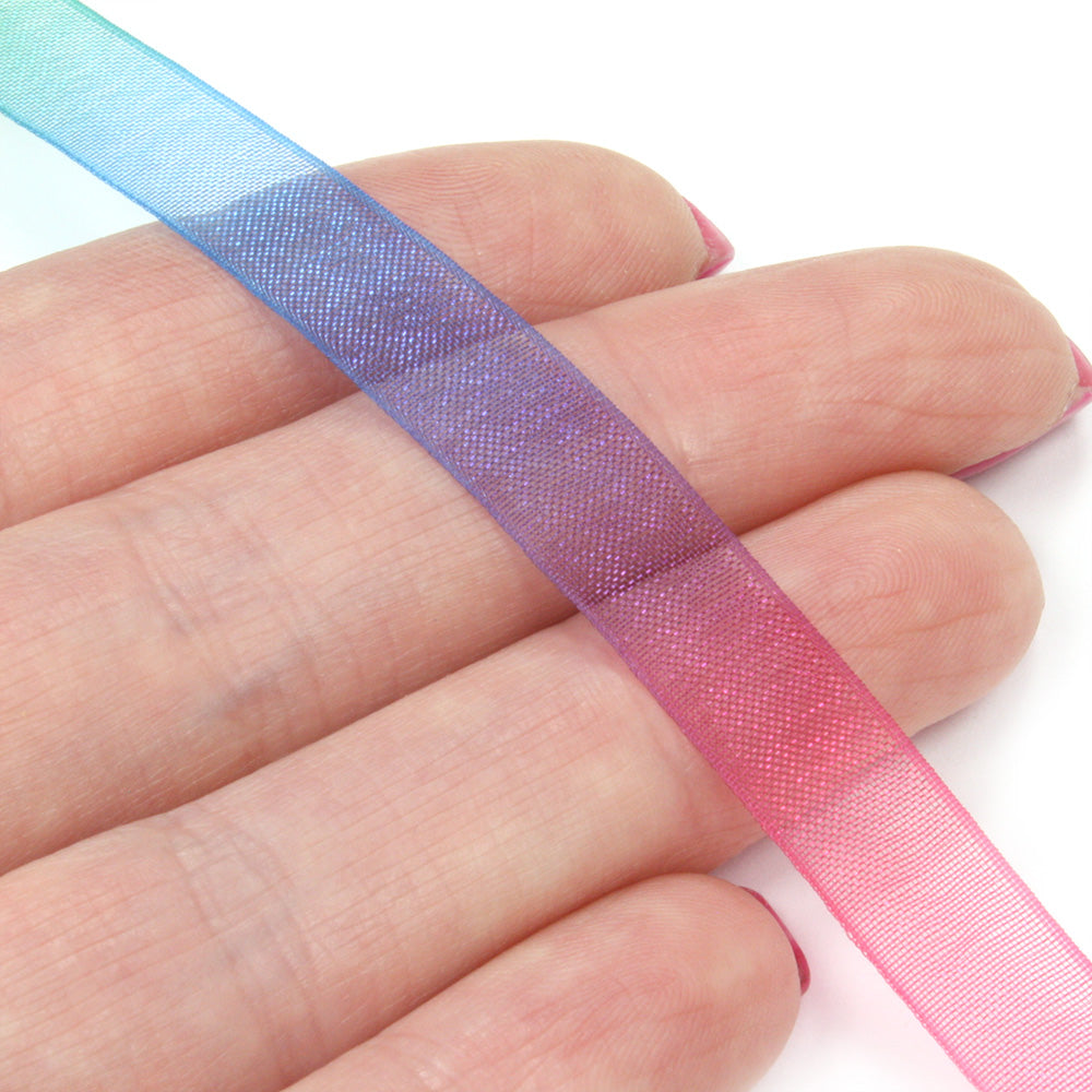 Organza Ribbon 9mm Rainbow - Pack of 10