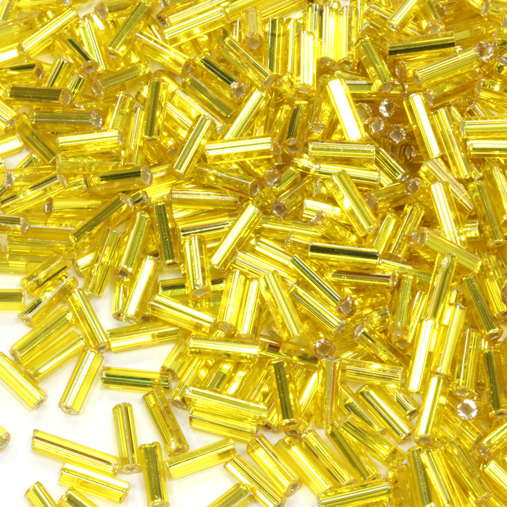 Yellow 6.6mm Bugle Silver Lined - Pack of 50g