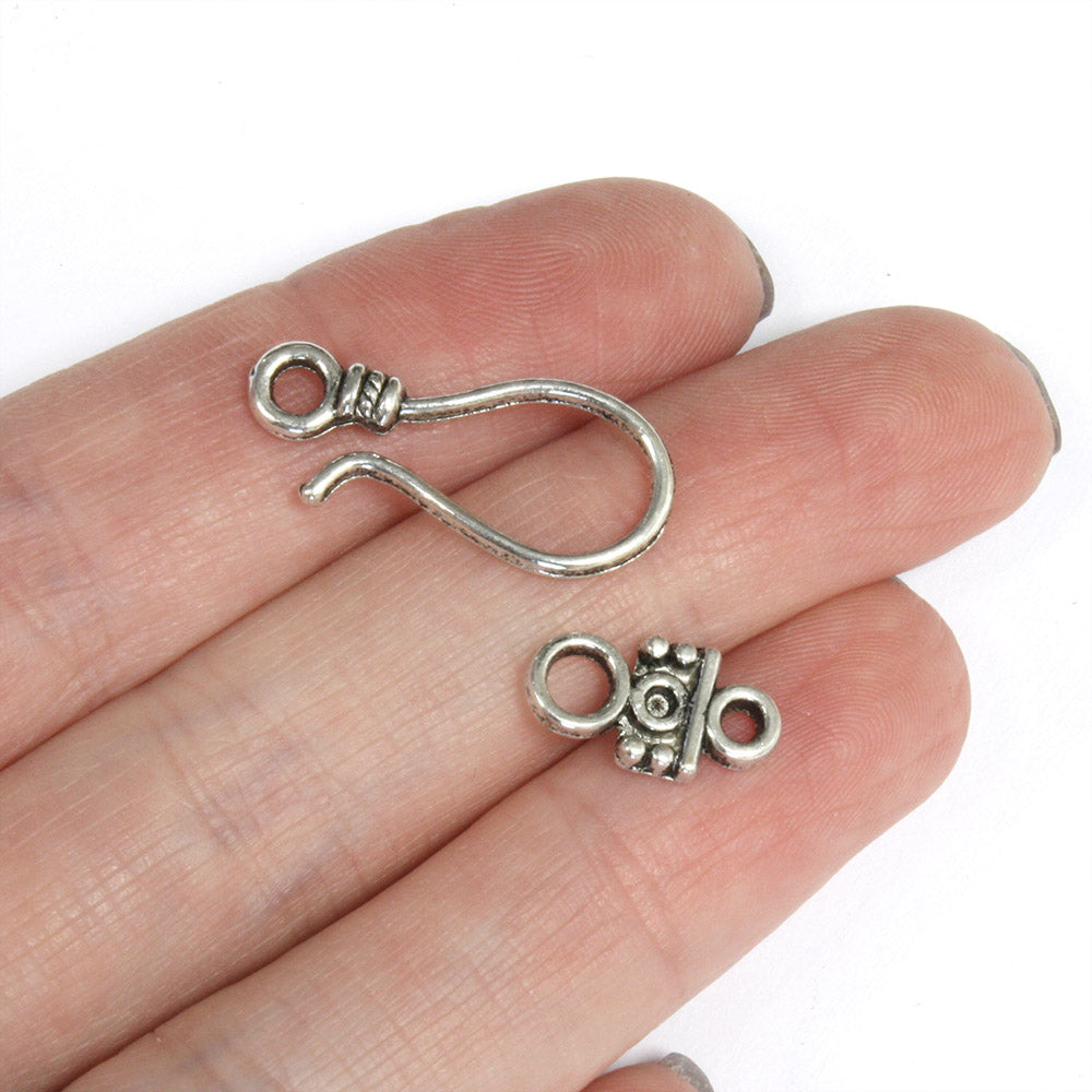 Rope Hook Clasp Antique Silver 11x24mm - Pack of 30