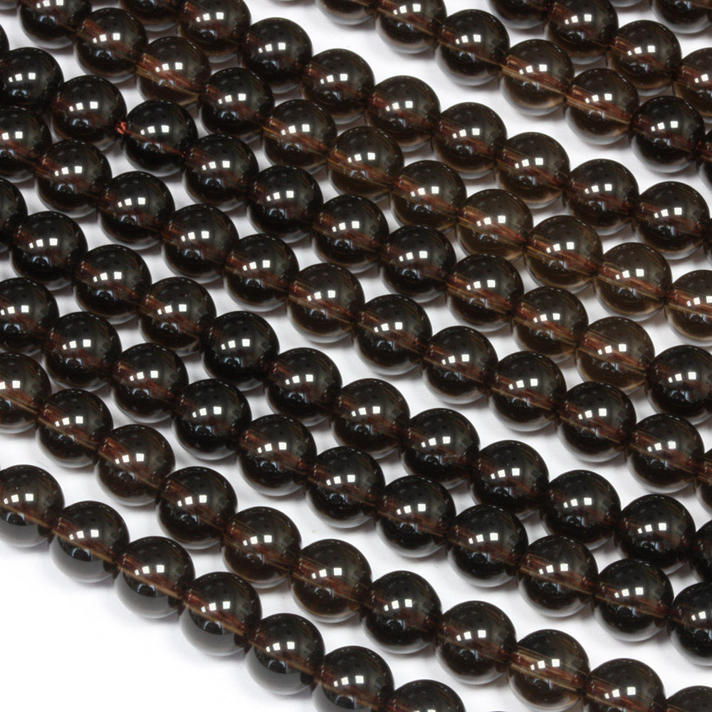 Smokey Quartz Round Beads 6mm - String of 35cm