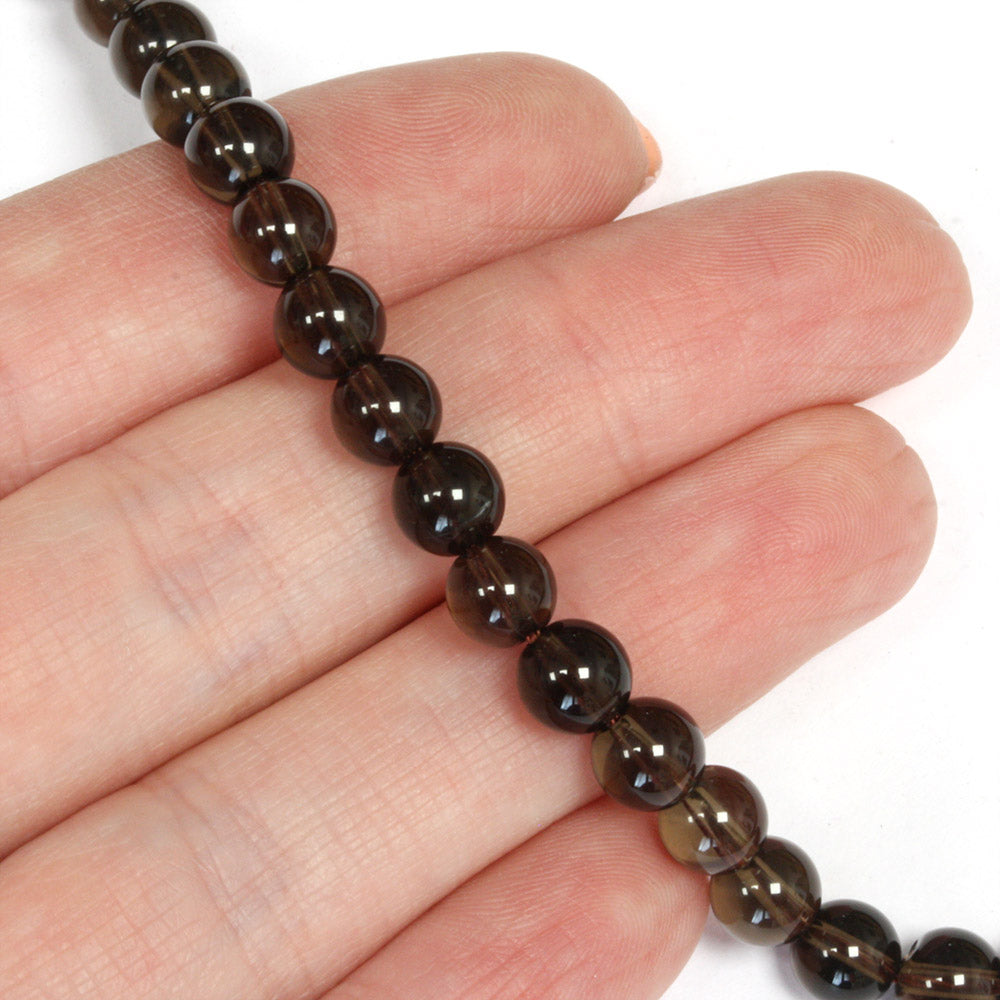 Smokey Quartz Round Beads 6mm - String of 35cm