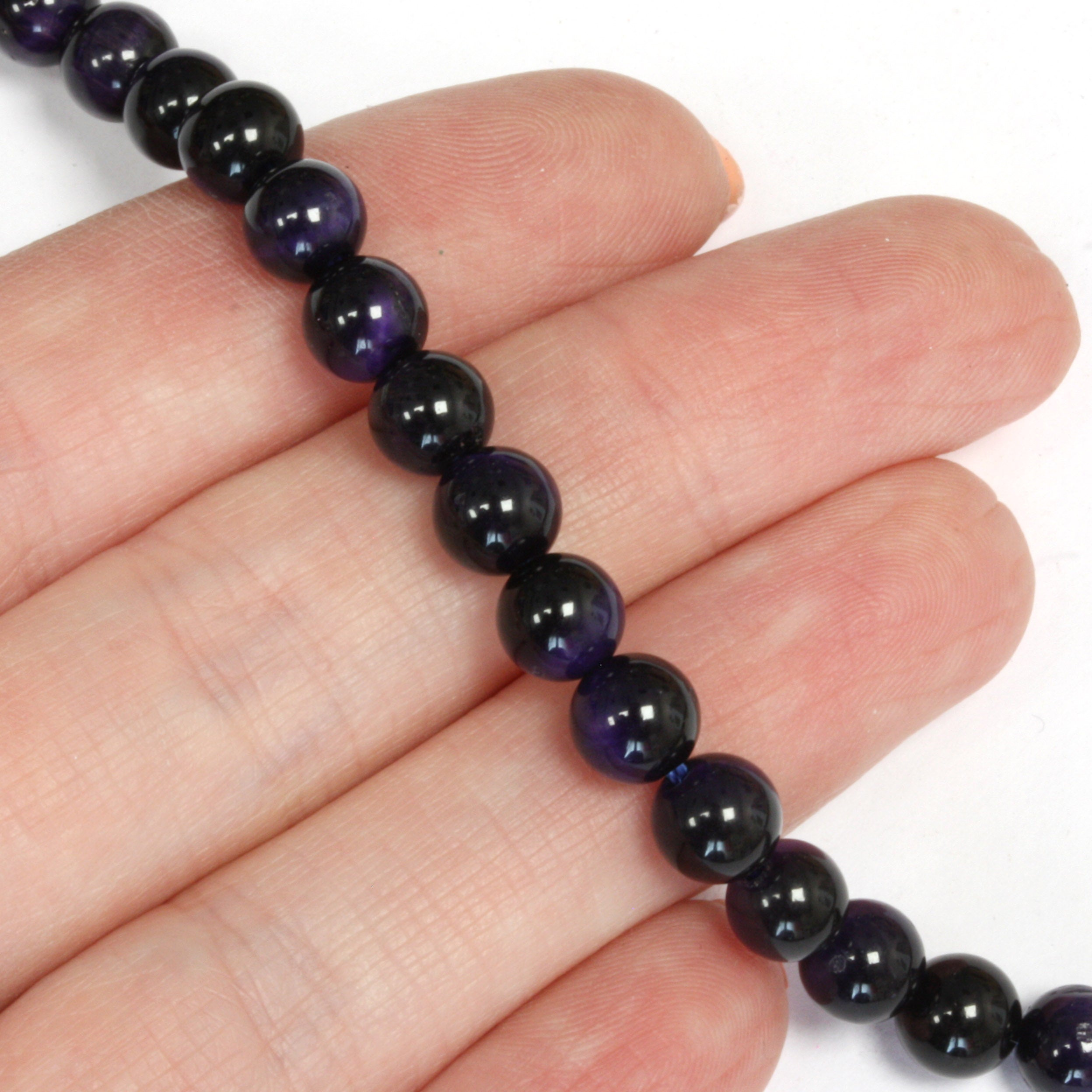 Dyed Purple Tigers Eye Round Beads 6mm - 35cm Strand